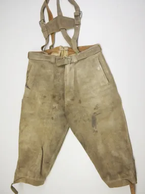 70/80er Vintage dicke Lederhose sämisch Elch-Hirschleder Kniebund grau Gr.46