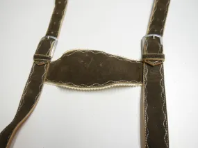 70/80er Vintage Lederhose Hosenträger braun blanker Latz Wildleder L: 107 cm