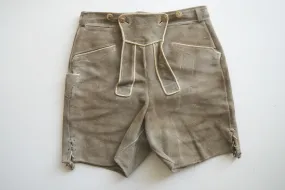 Arbeiter Vintage kurze Lederhose schlicht und speckig verschmutzt grau Gr.48