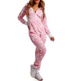 Crazy Age Kuscheliger Jumpsuit Sweat Overall Ganzkörperanzug mit Renntier- Eiskristalle Motive CA-J-603 Relaxen Chillen (CA -J-5