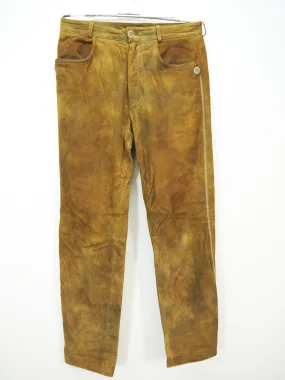 Lange gebrauchte Angermaier Lederhose bequem Antik-Look braun Gr.48