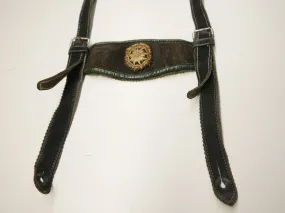 Lederhose Hosenträger schwarz 50/60er Vintage Latz Bagalit Edelweiss L: 98 cm