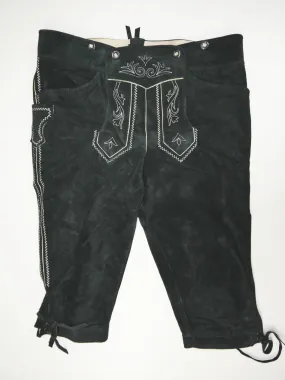 Oktoberfest Lederhose Stickerei Naht offen ansonsten Top Kniebund schwarz Gr.54